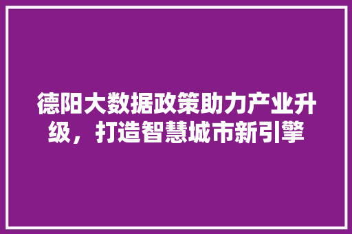 德阳大数据政策助力产业升级，打造智慧城市新引擎