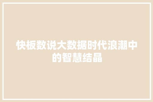 快板数说大数据时代浪潮中的智慧结晶