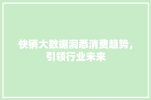 快销大数据洞悉消费趋势，引领行业未来