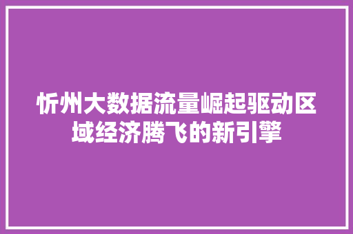 忻州大数据流量崛起驱动区域经济腾飞的新引擎