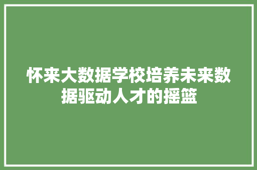 怀来大数据学校培养未来数据驱动人才的摇篮 编程语言