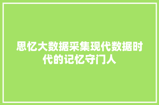 思忆大数据采集现代数据时代的记忆守门人 编程语言