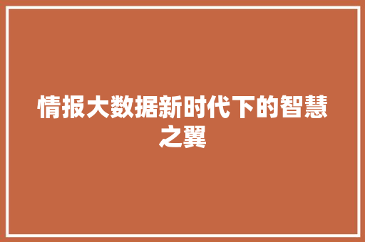 情报大数据新时代下的智慧之翼 电脑基础