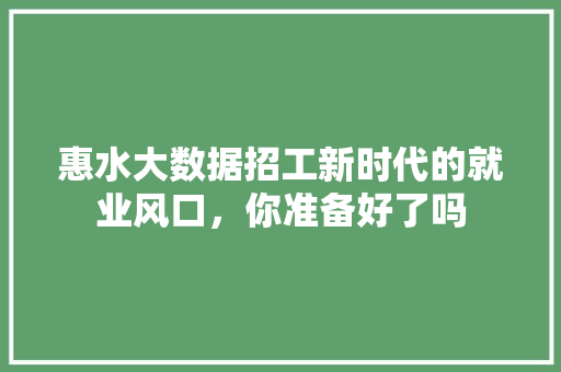 惠水大数据招工新时代的就业风口，你准备好了吗