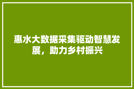 惠水大数据采集驱动智慧发展，助力乡村振兴