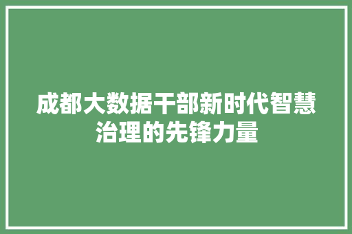 成都大数据干部新时代智慧治理的先锋力量 成都大数据干部新时代智慧治理的先锋力量
