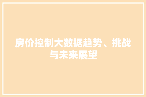 房价控制大数据趋势、挑战与未来展望