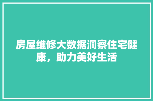 房屋维修大数据洞察住宅健康，助力美好生活