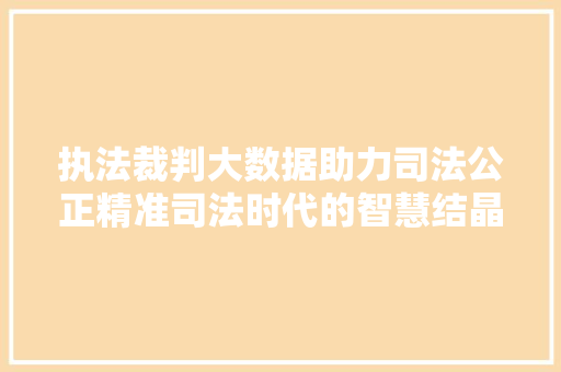 执法裁判大数据助力司法公正精准司法时代的智慧结晶