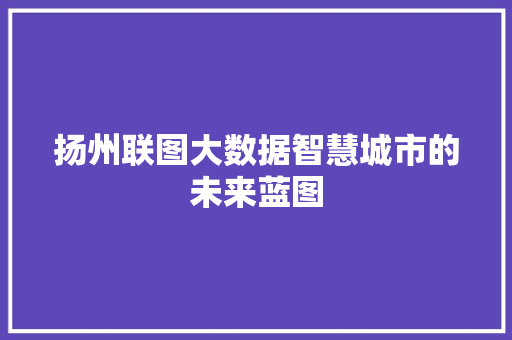扬州联图大数据智慧城市的未来蓝图