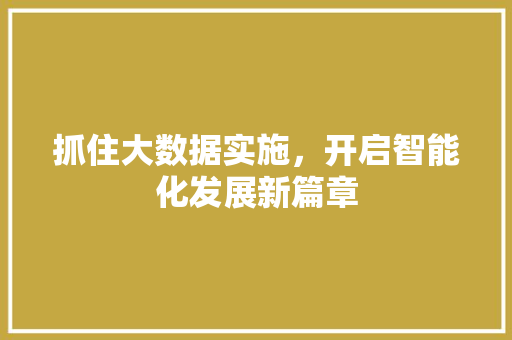 抓住大数据实施，开启智能化发展新篇章