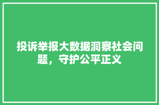 投诉举报大数据洞察社会问题，守护公平正义