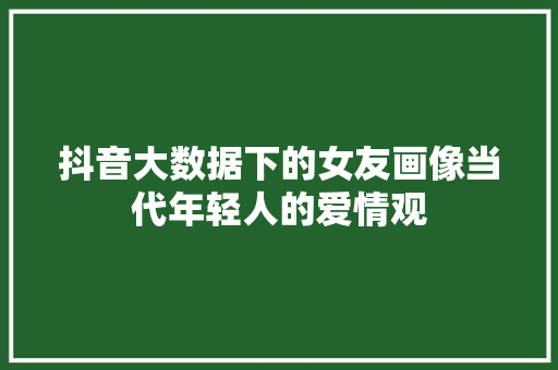 抖音大数据下的女友画像当代年轻人的爱情观