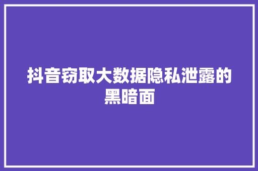 抖音窃取大数据隐私泄露的黑暗面