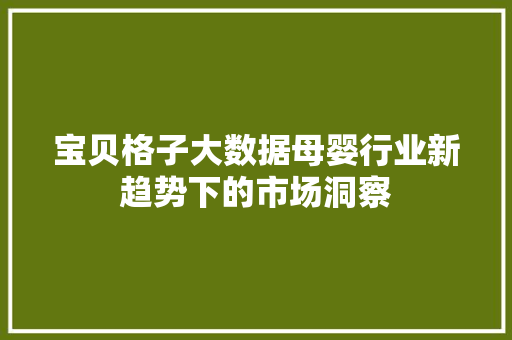 宝贝格子大数据母婴行业新趋势下的市场洞察
