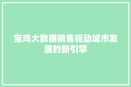 宝鸡大数据销售驱动城市发展的新引擎