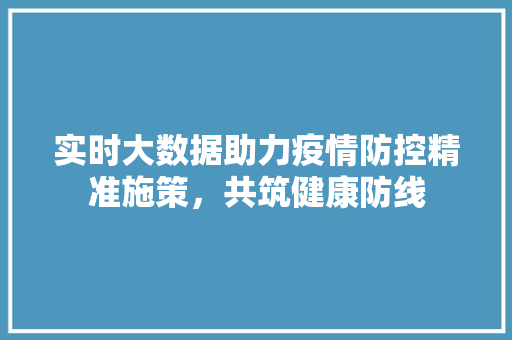 实时大数据助力疫情防控精准施策，共筑健康防线