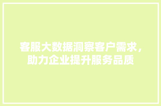 客服大数据洞察客户需求，助力企业提升服务品质