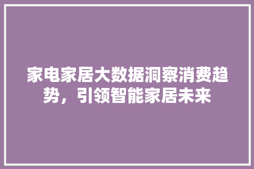 家电家居大数据洞察消费趋势，引领智能家居未来