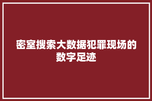 密室搜索大数据犯罪现场的数字足迹