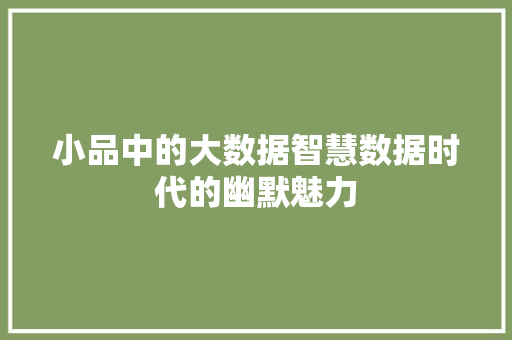 小品中的大数据智慧数据时代的幽默魅力