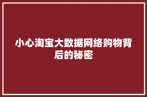 小心淘宝大数据网络购物背后的秘密
