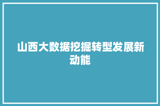 山西大数据挖掘转型发展新动能