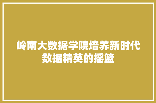 岭南大数据学院培养新时代数据精英的摇篮