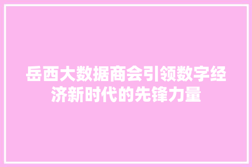 岳西大数据商会引领数字经济新时代的先锋力量 电脑配置 岳西大数据商会引领数字经济新时代的先锋力量 电脑配置