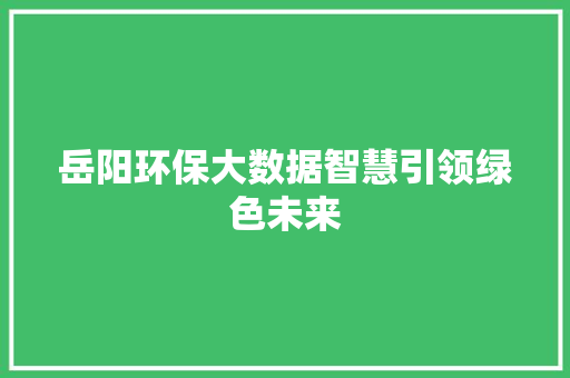 岳阳环保大数据智慧引领绿色未来 编程语言