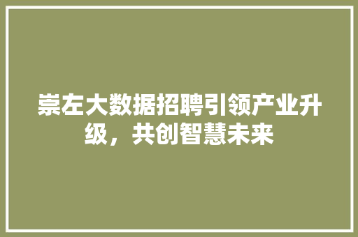 崇左大数据招聘引领产业升级，共创智慧未来