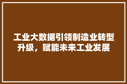 工业大数据引领制造业转型升级，赋能未来工业发展
