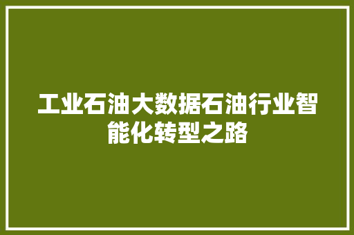 工业石油大数据石油行业智能化转型之路