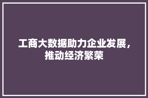 工商大数据助力企业发展，推动经济繁荣