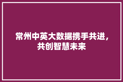 常州中英大数据携手共进，共创智慧未来 电脑故障维修