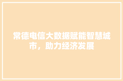 常德电信大数据赋能智慧城市，助力经济发展 电脑故障维修
