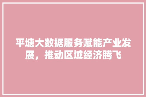 平塘大数据服务赋能产业发展，推动区域经济腾飞