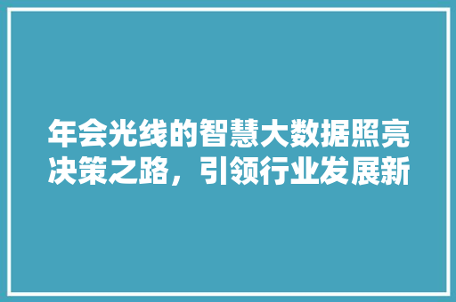 年会光线的智慧大数据照亮决策之路，引领行业发展新方向