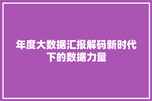 年度大数据汇报解码新时代下的数据力量