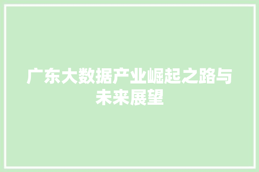 广东大数据产业崛起之路与未来展望