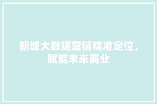 新城大数据营销精准定位，赋能未来商业