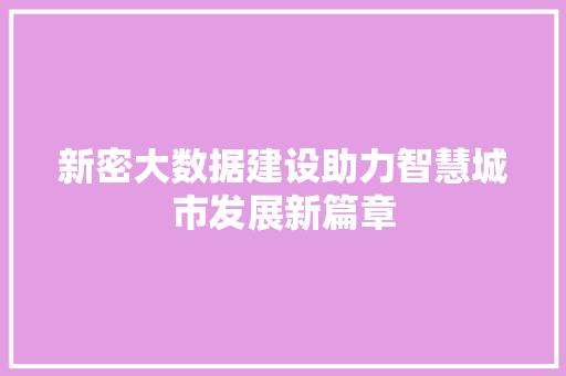 新密大数据建设助力智慧城市发展新篇章