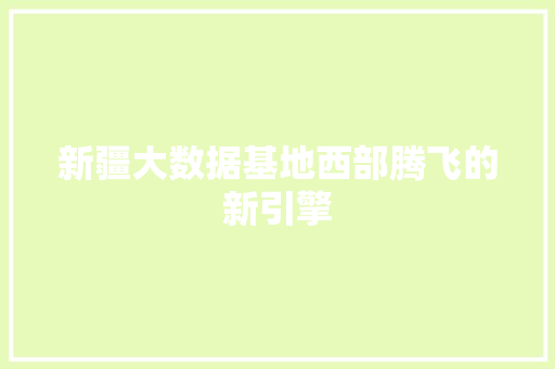 新疆大数据基地西部腾飞的新引擎 新疆大数据基地西部腾飞的新引擎