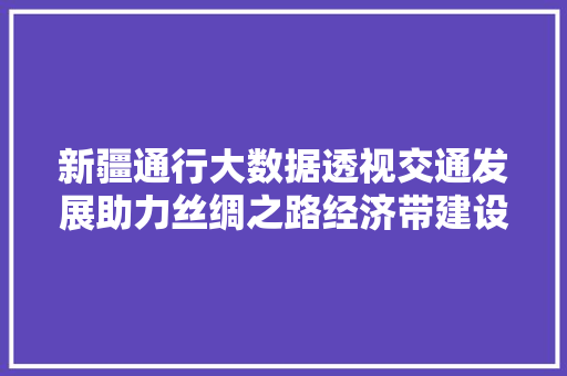 新疆通行大数据透视交通发展助力丝绸之路经济带建设
