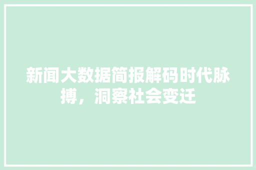 新闻大数据简报解码时代脉搏，洞察社会变迁