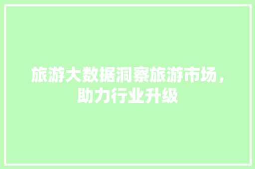 旅游大数据洞察旅游市场，助力行业升级