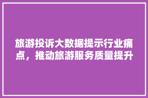 旅游投诉大数据提示行业痛点，推动旅游服务质量提升