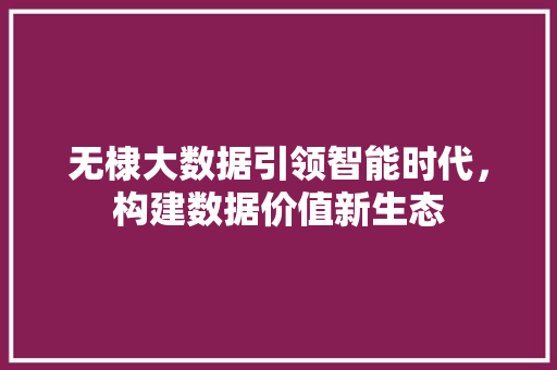 无棣大数据引领智能时代，构建数据价值新生态