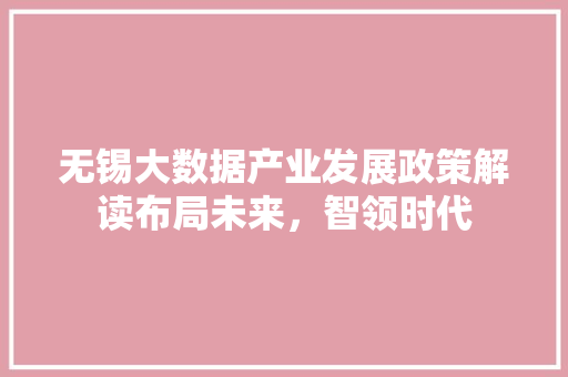 无锡大数据产业发展政策解读布局未来，智领时代
