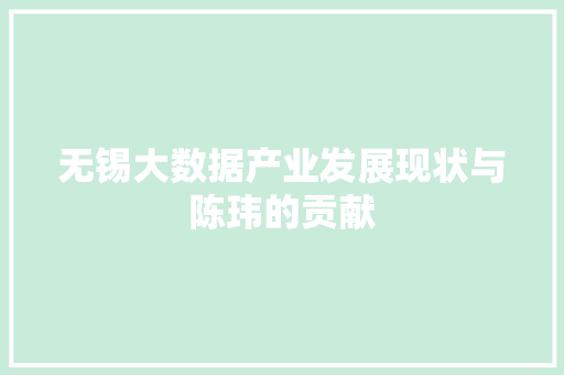 无锡大数据产业发展现状与陈玮的贡献
